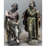 2 stone figures. Saint with saw and lance. 1st half of the 19th century.