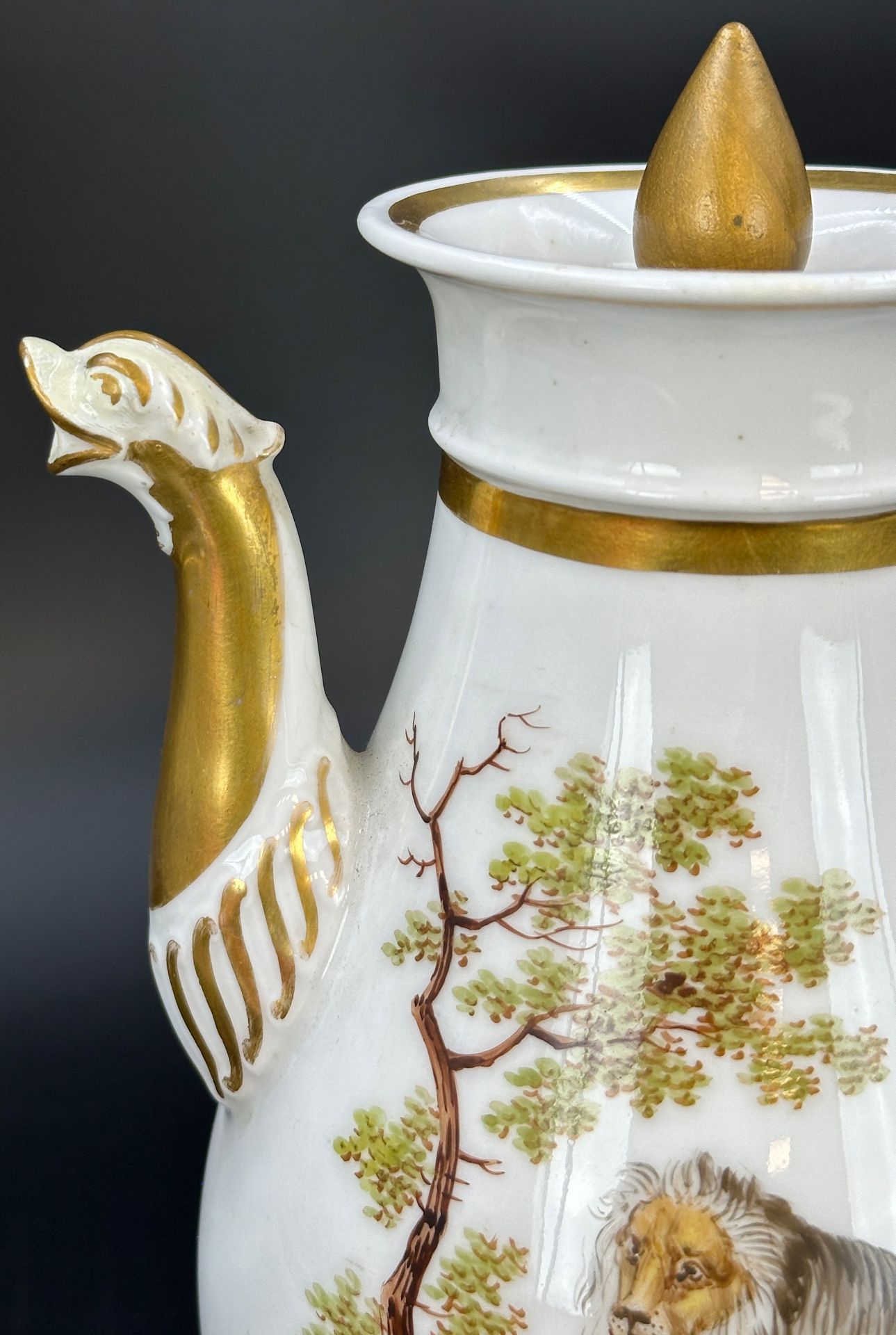 Finely painted Biedermeier coffee pot. Probably France. Around 1850. - Image 9 of 18
