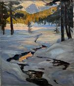 Elfriede JUNGK (1889 - 1954). Winterlandschaft mit Flussverlauf.