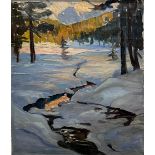 Elfriede JUNGK (1889 - 1954). Winterlandschaft mit Flussverlauf.