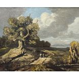 Carl WEBER (XIX). Landscape with trees and figural staffage.