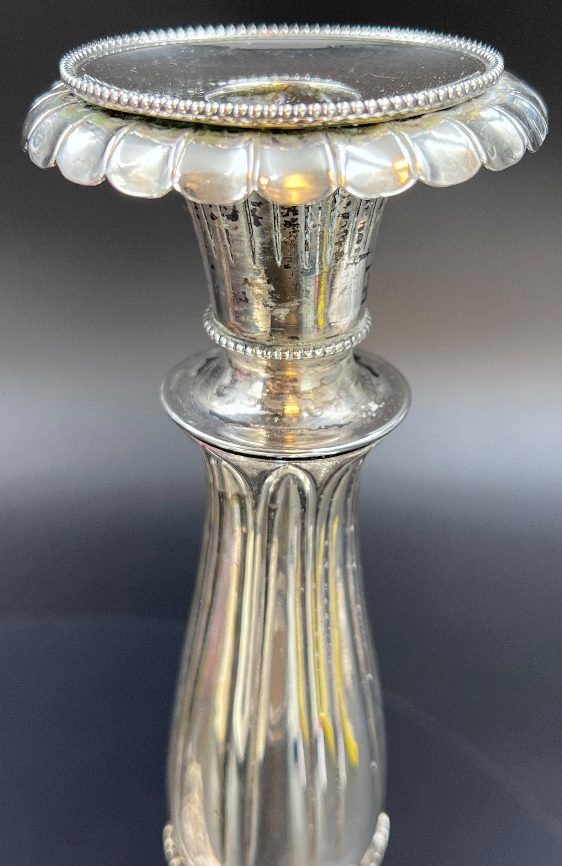 Pair of silver candlesticks. First half of 19th century. - Image 7 of 16