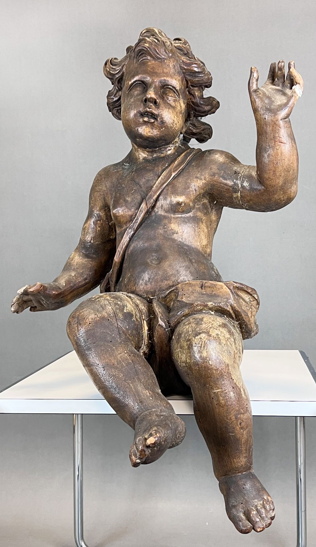 Baroque wooden putto. Early 18th century. Franconia.