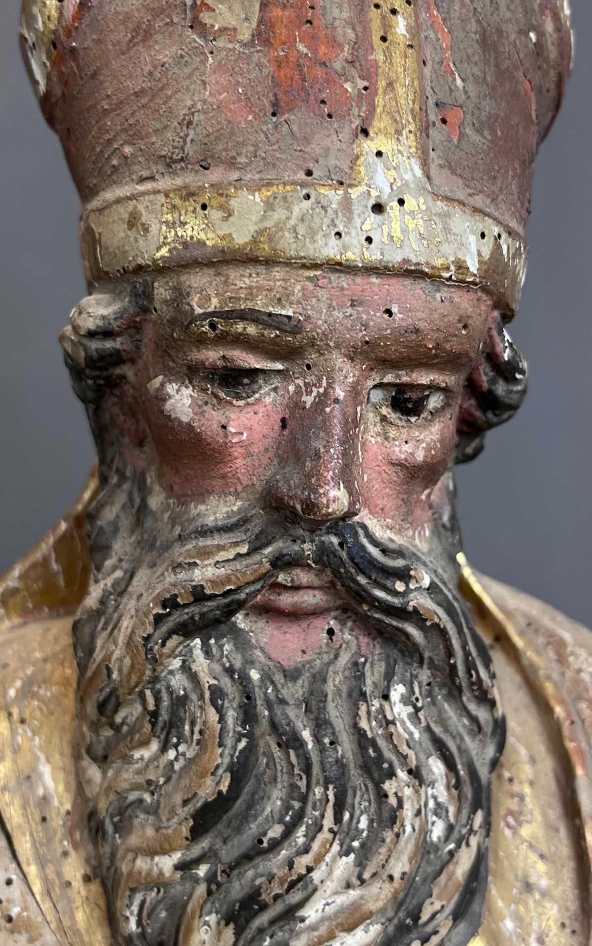 Wooden figure. Probably St Urban with a book. 17th century. Lower Rhine. - Image 9 of 11