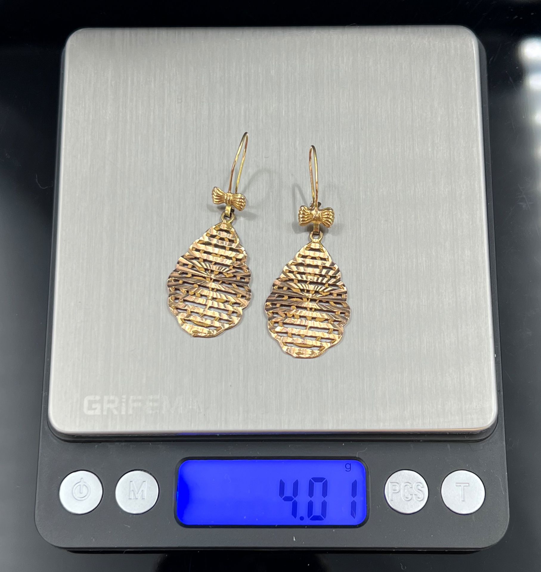 Pair of earrings. 585 yellow gold. - Image 6 of 6