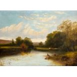 James GARLAND (1846 - 1944). "On the Thames at Medenham". Datiert 1880.