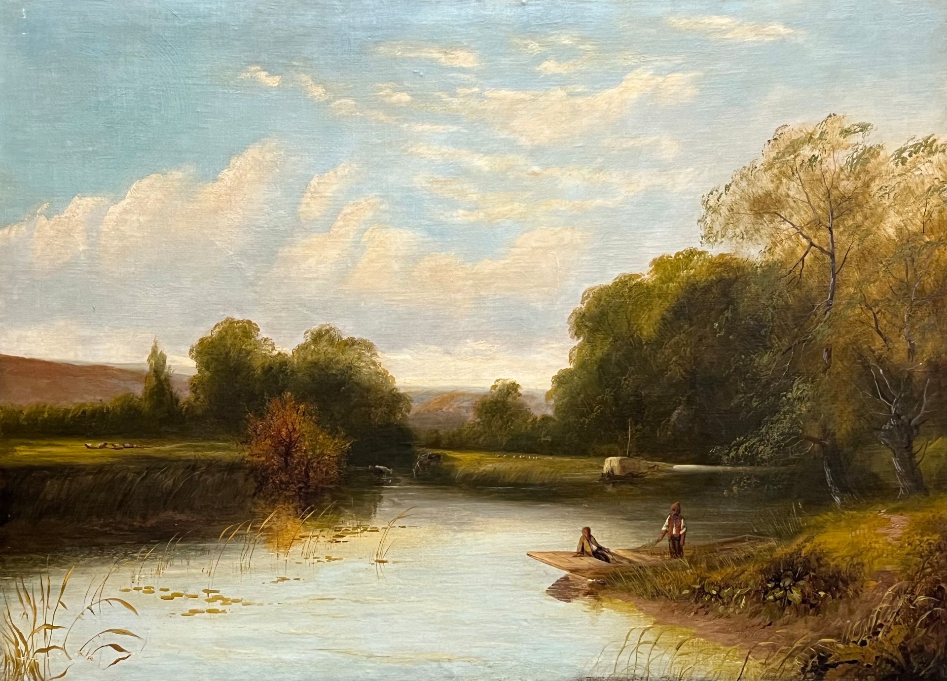 James GARLAND (1846 - 1944). "On the Thames at Medenham". Dated 1880.