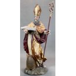 Baroque wooden figure. St Ambrose. 17th century.