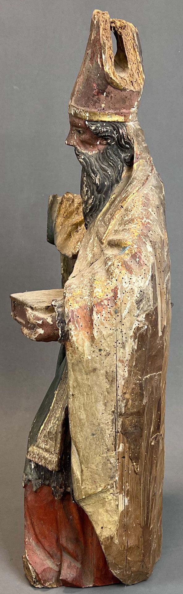 Wooden figure. Probably St Urban with a book. 17th century. Lower Rhine. - Image 2 of 11