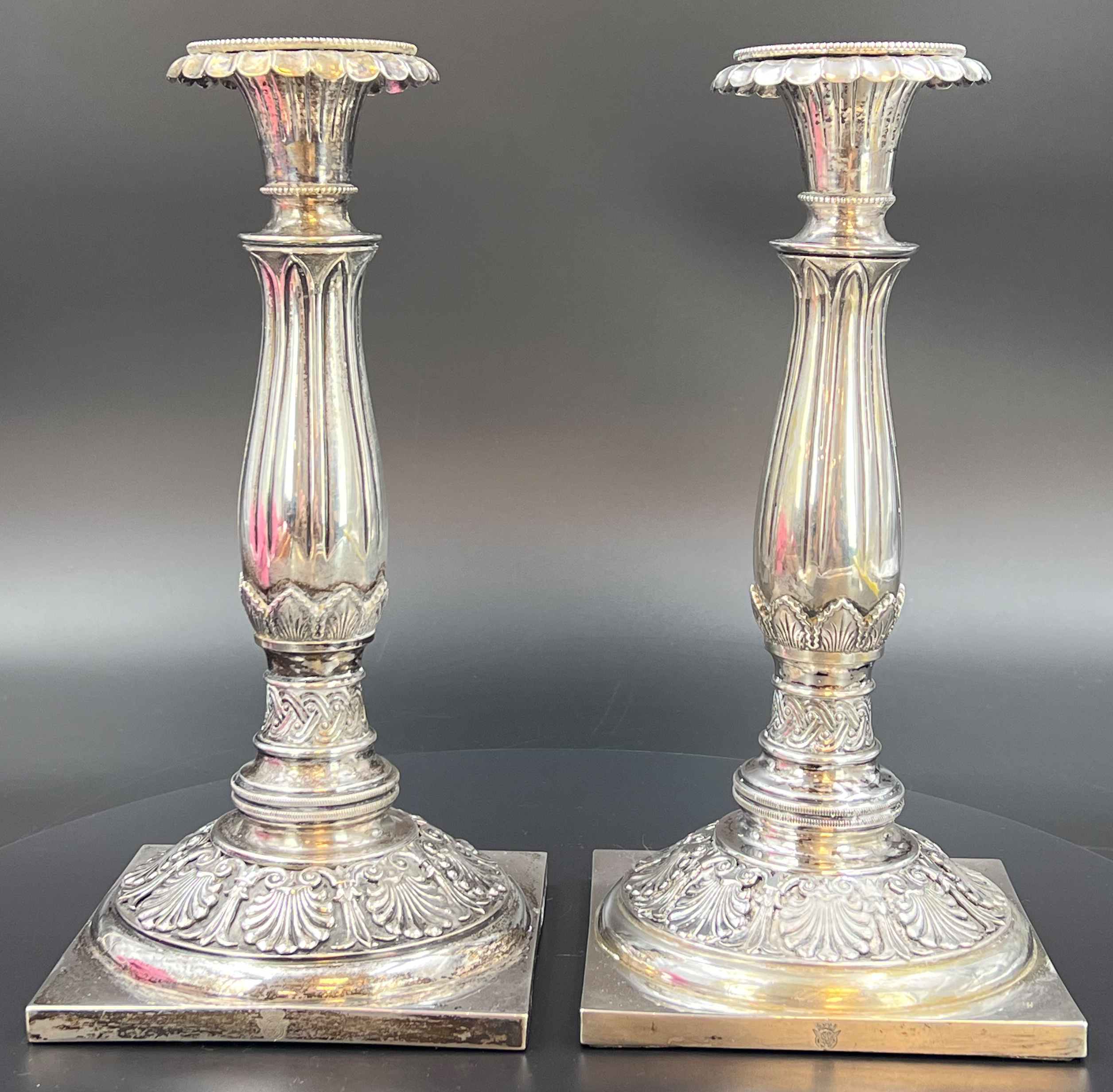 Pair of silver candlesticks. First half of 19th century. - Image 3 of 16