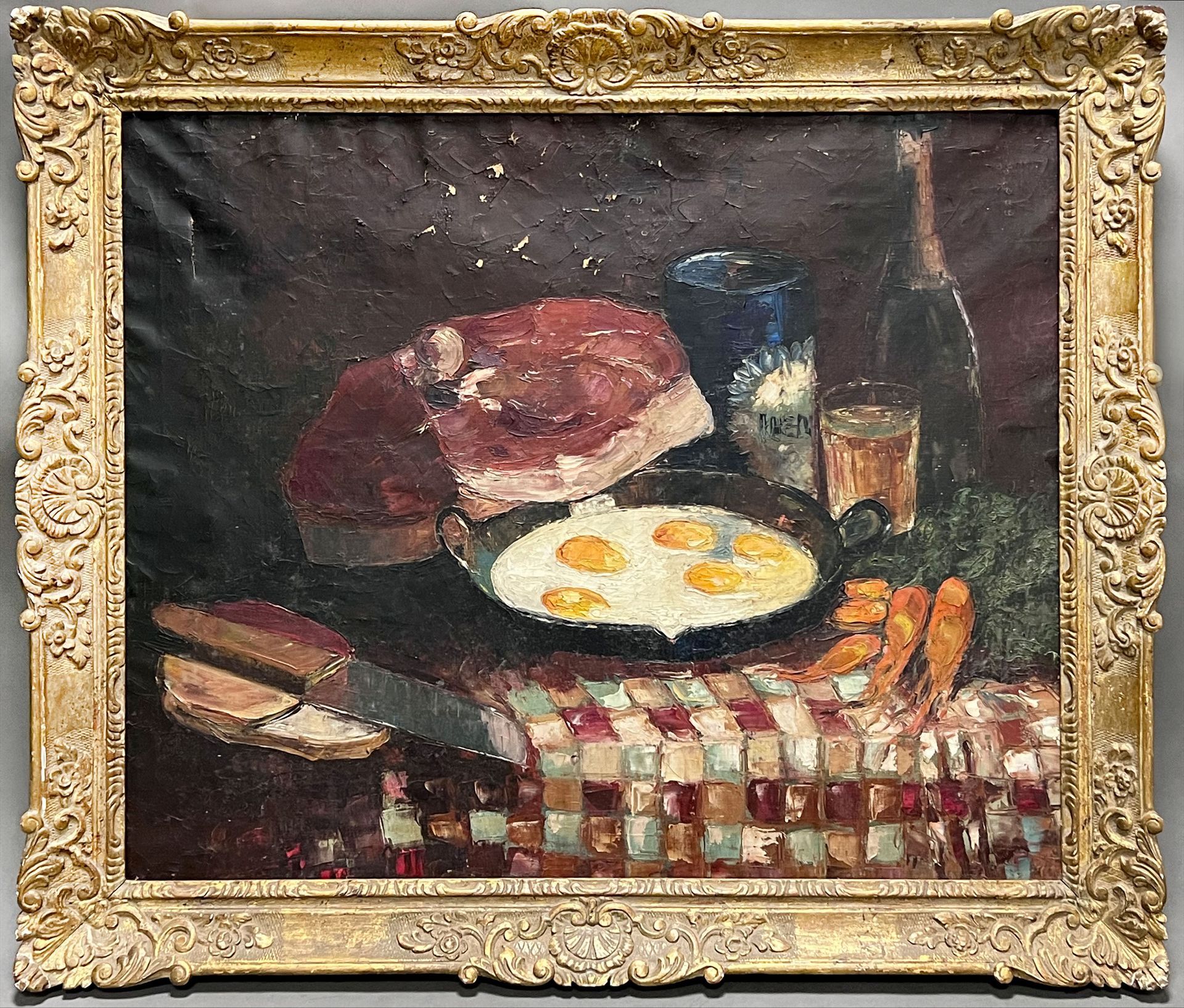 UNSIGNED (XIX - XX). Still life with ham and fried egg. - Image 2 of 16