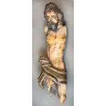 Romanesque wooden figure. Crucified Jesus Christ. France.