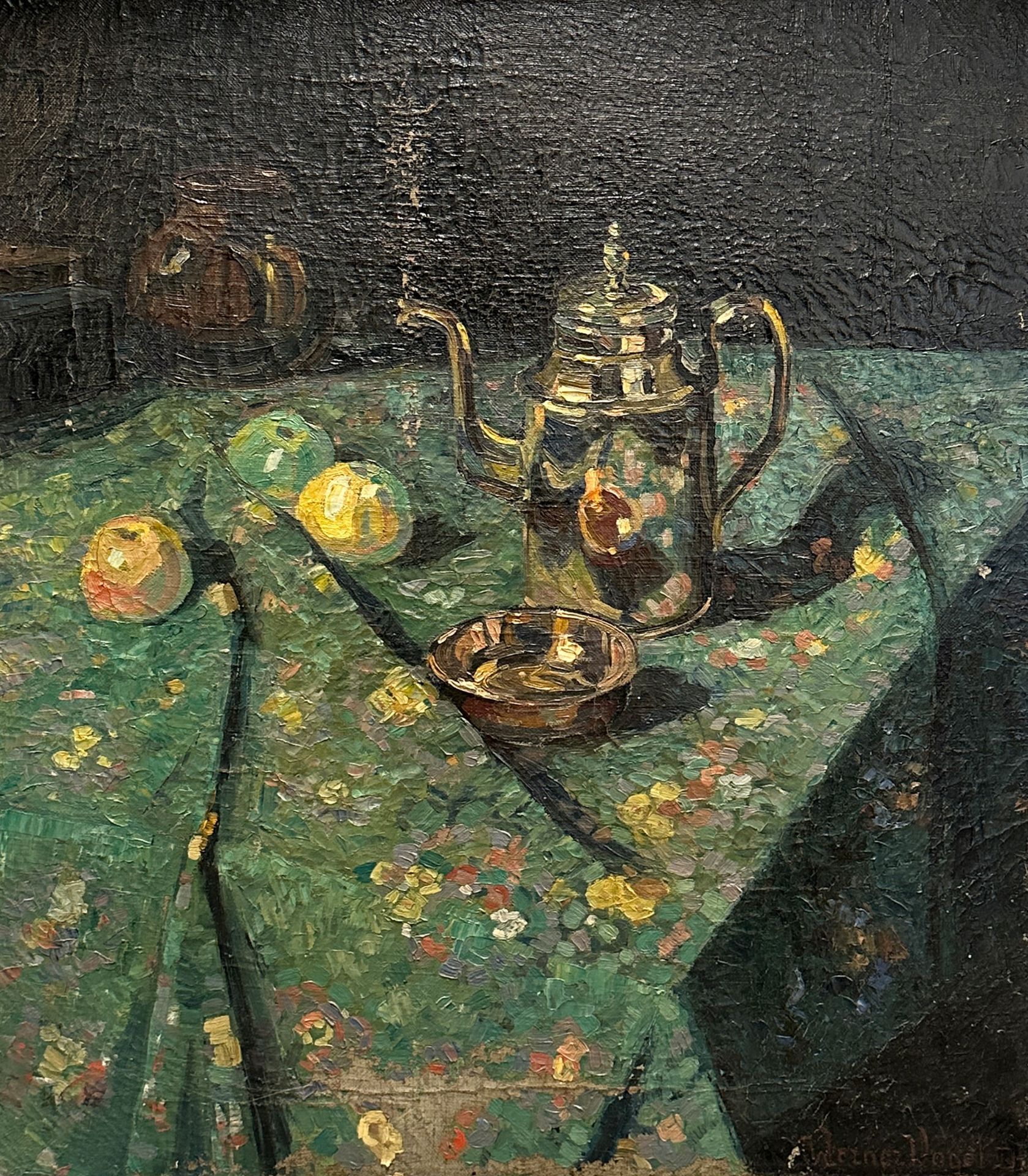 Werner VOGEL (1889 - 1957). Stillleben mit Kanne und Äpfeln.