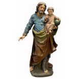 Life-size sculpture. St Joseph with Christ Child. Probably 17th / 18th century. Southern Germany.