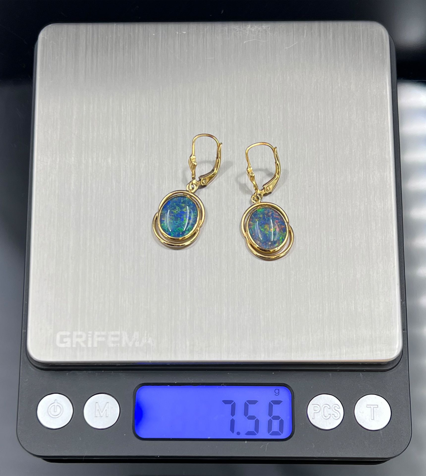 Jewellery set with opal doublets. Yellow gold of various alloys. - Image 11 of 12