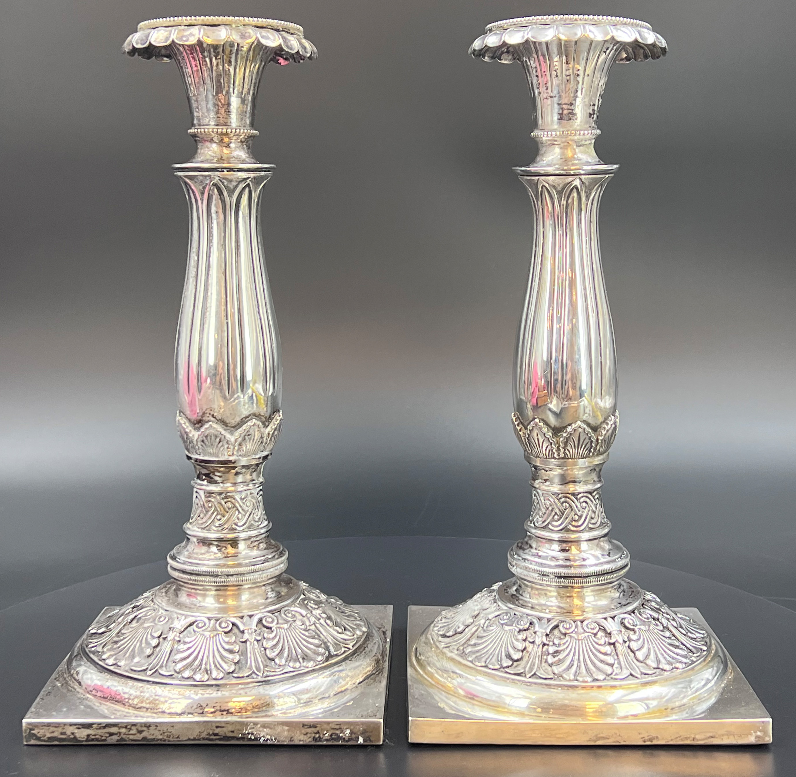 Pair of silver candlesticks. First half of 19th century. - Image 4 of 16