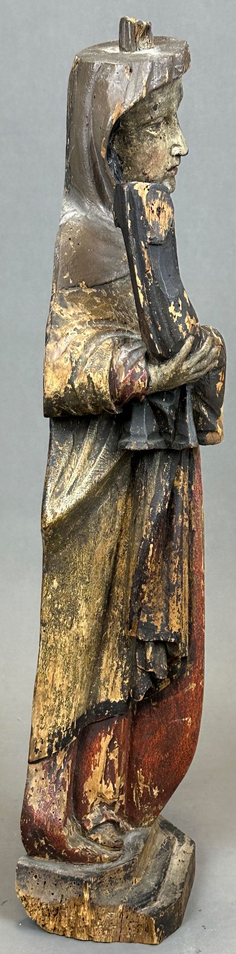 Romanische Holzfigur. Jungfrau Maria mit Christuskind. Frankreich. - Bild 4 aus 10