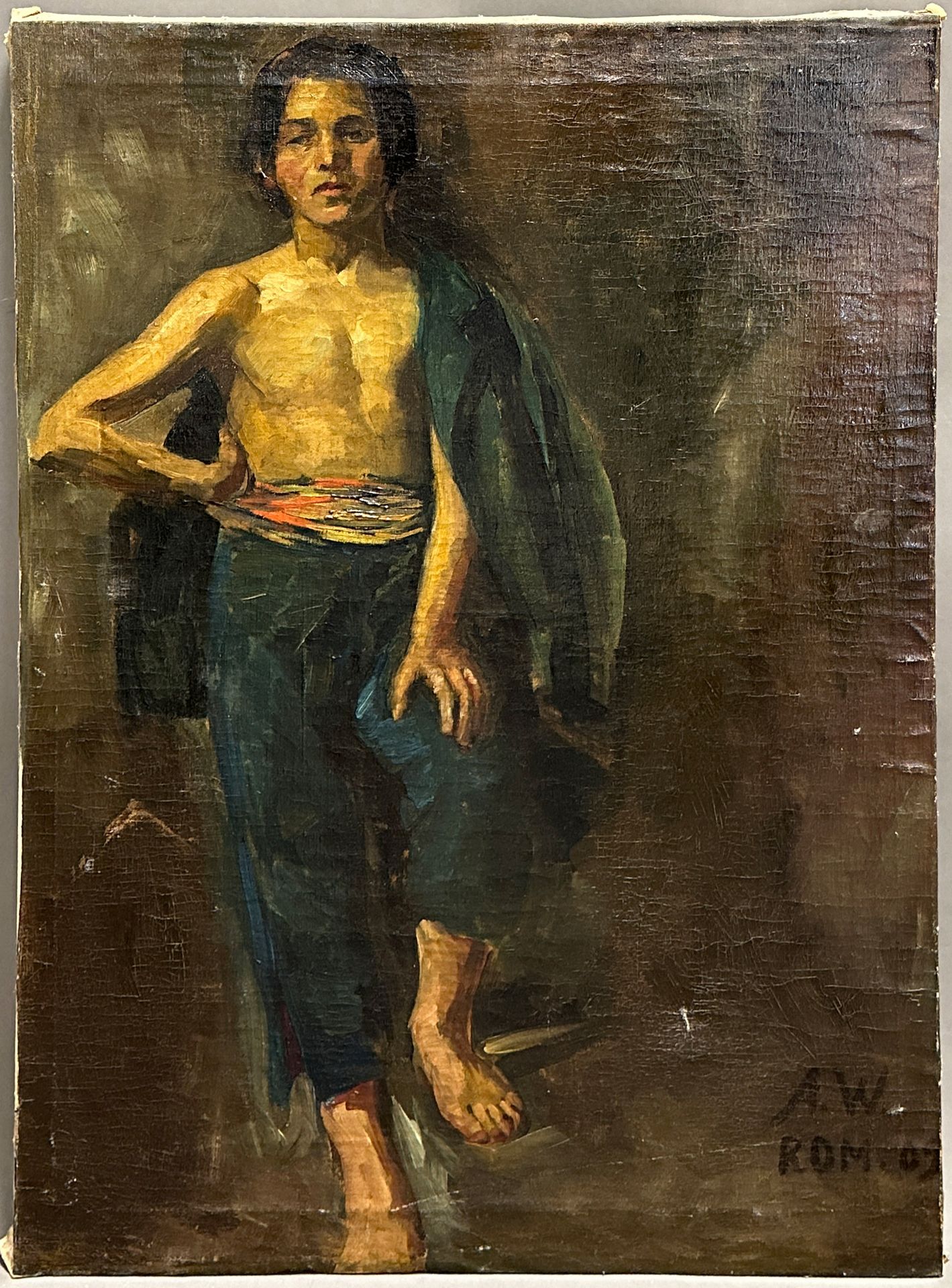 August WOLF (1842 - 1915) zugeschrieben. "Stehender italienischer Junge". Datiert 1909. - Bild 2 aus 10
