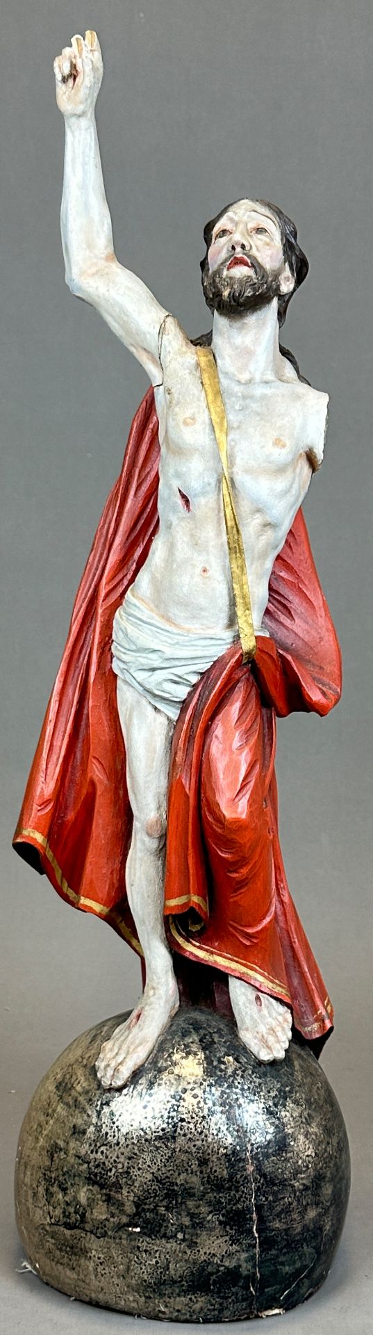 Holzfigur. Jesus Christus auferstanden. 19. Jahrhundert. Süddeutschland.