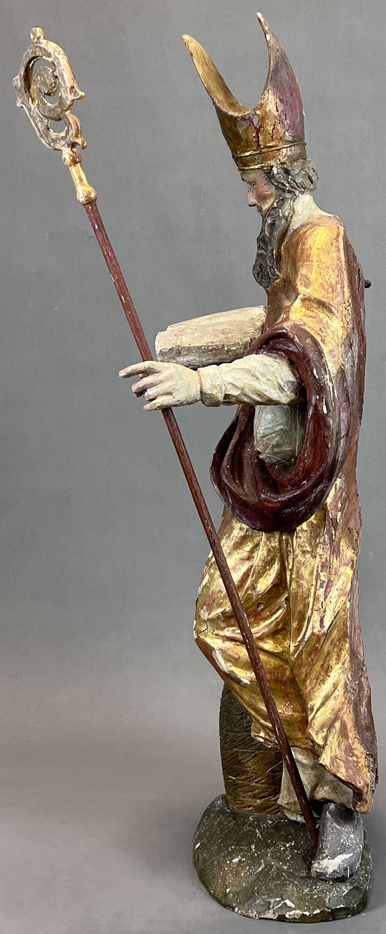 Baroque wooden figure. St Ambrose. 17th century. - Image 2 of 12