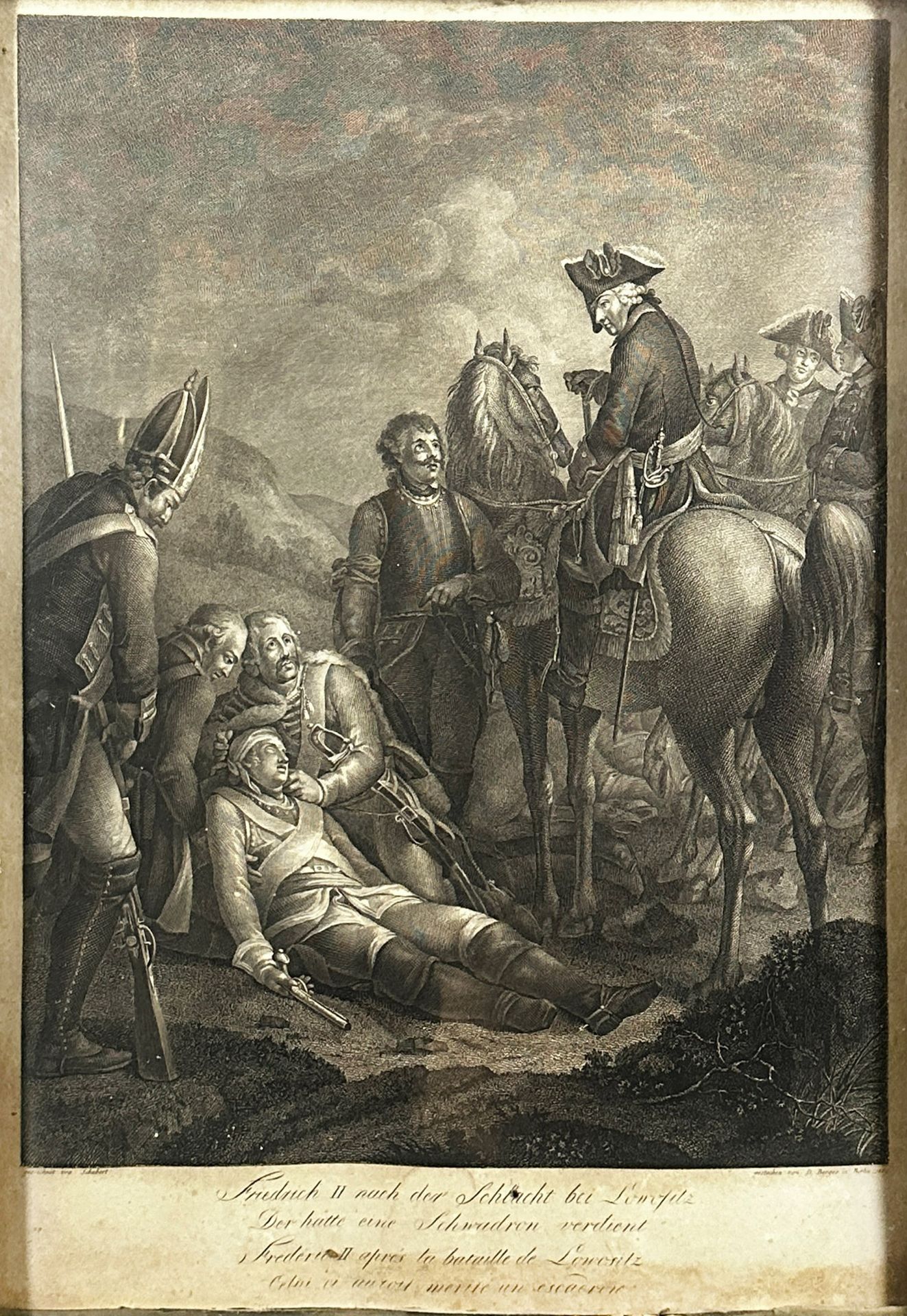 "Friedrich II. nach der Schlacht bei Lowositz". Kupferstich.