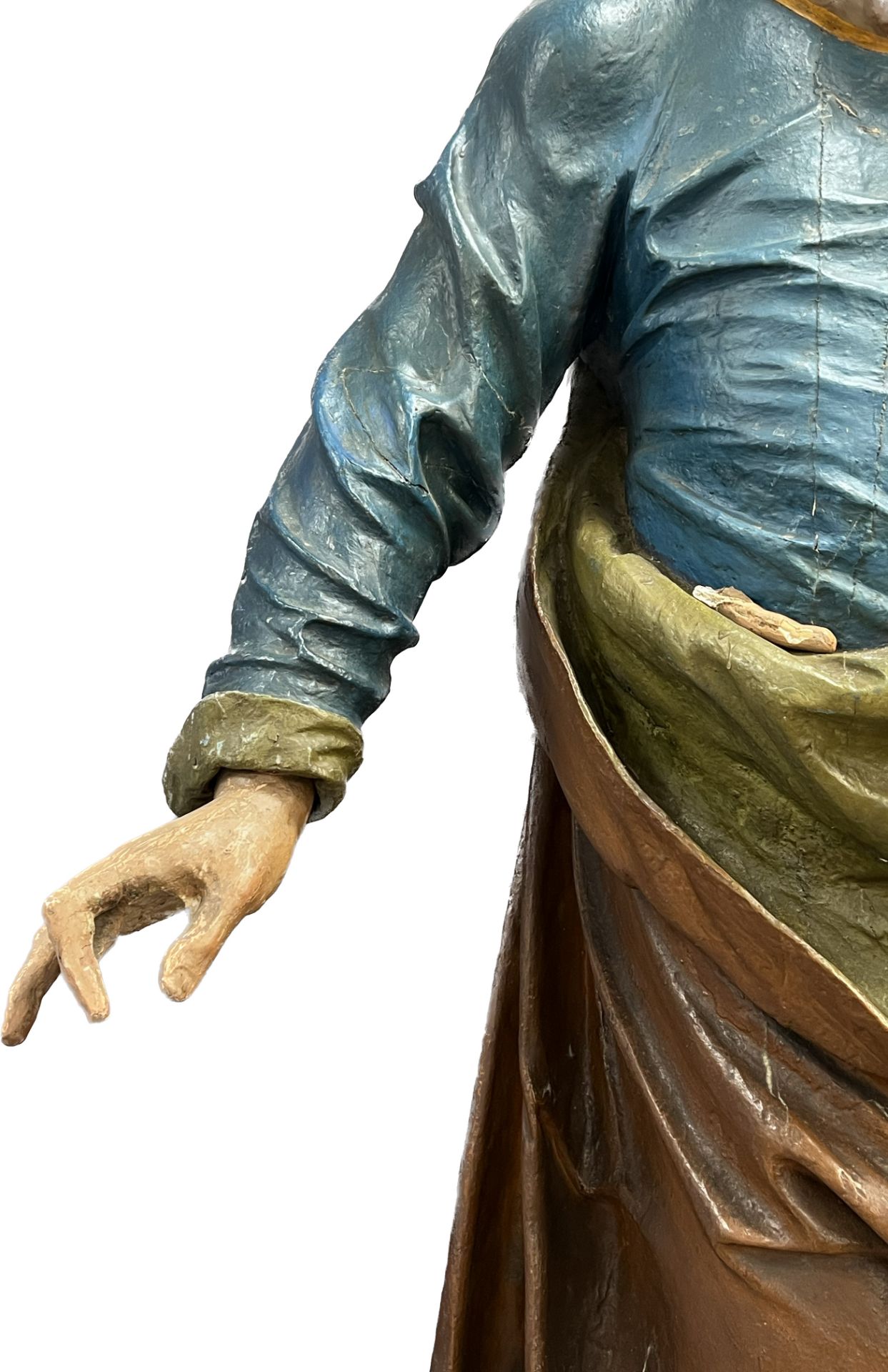 Lebensgroße Skulptur. Hl. Josef mit Christusknaben. Wohl 17. / 18. Jahrhundert. Süddeutschland. - Bild 4 aus 20