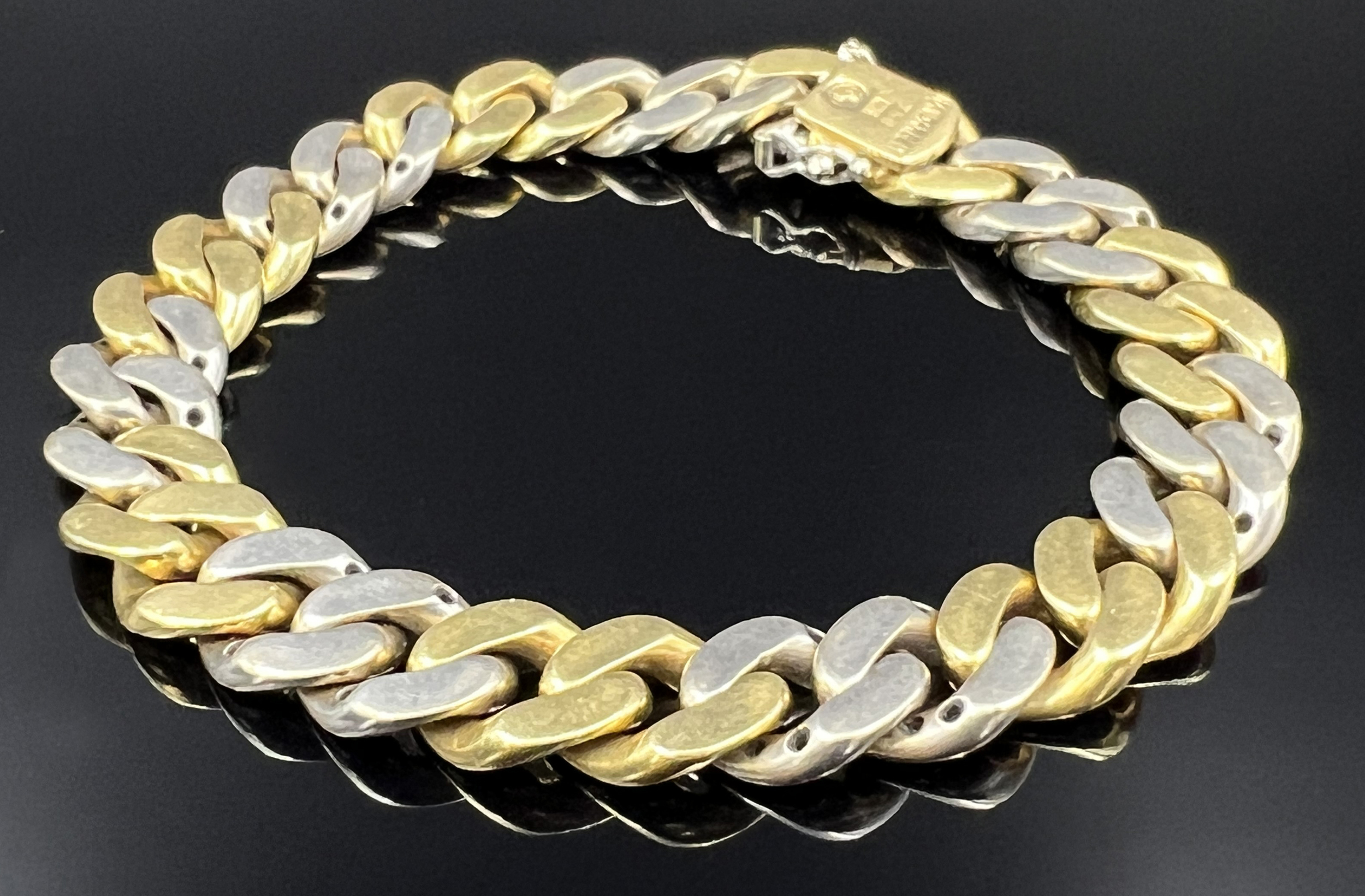 Arm chain / curb chain. 750 yellow gold and white gold with small diamonds. - Image 4 of 6