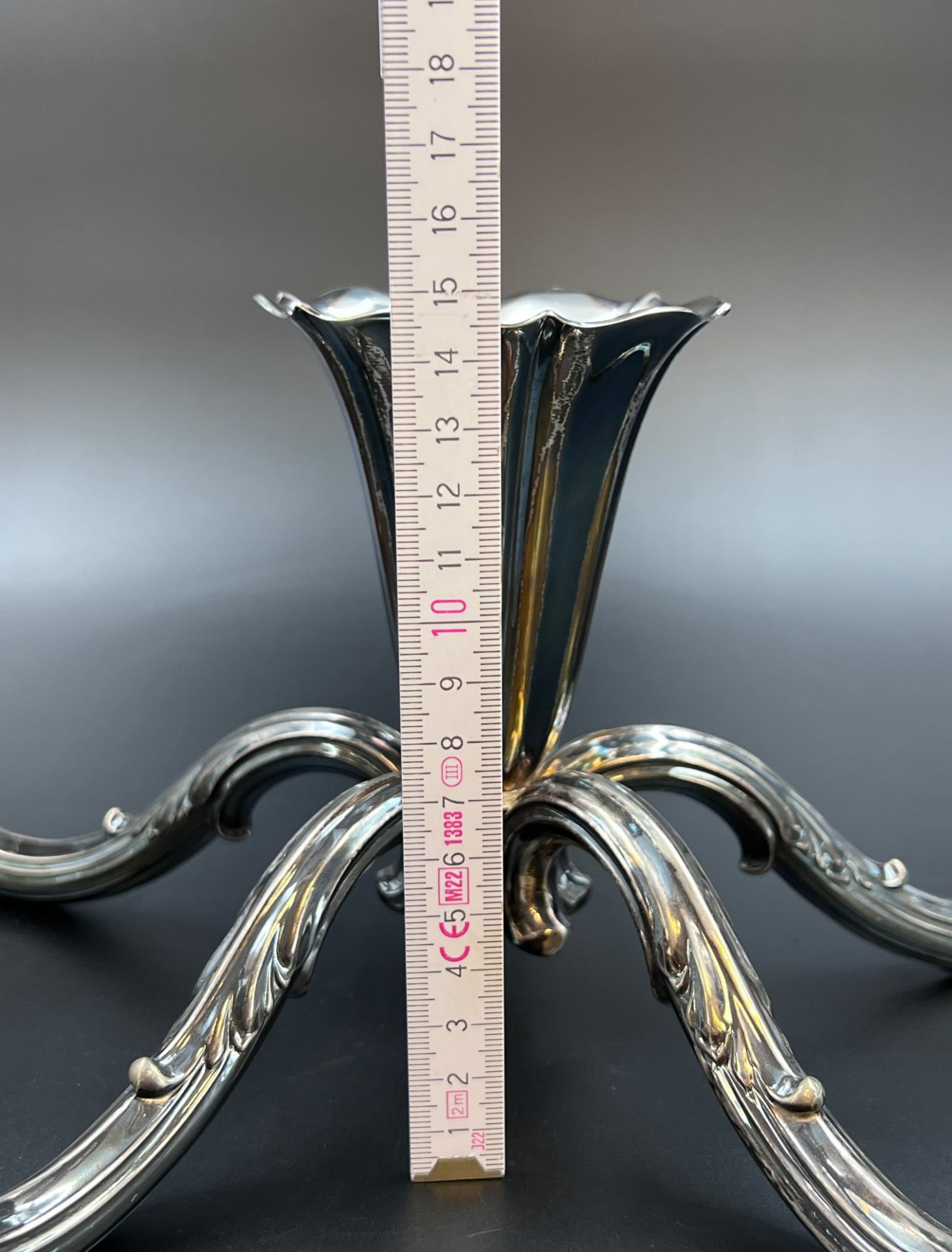 5-flame candlestick. 835 silver. Probably 1st half of the 20th century. - Image 9 of 10