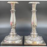 Pair of silver candlesticks. First half of 19th century.