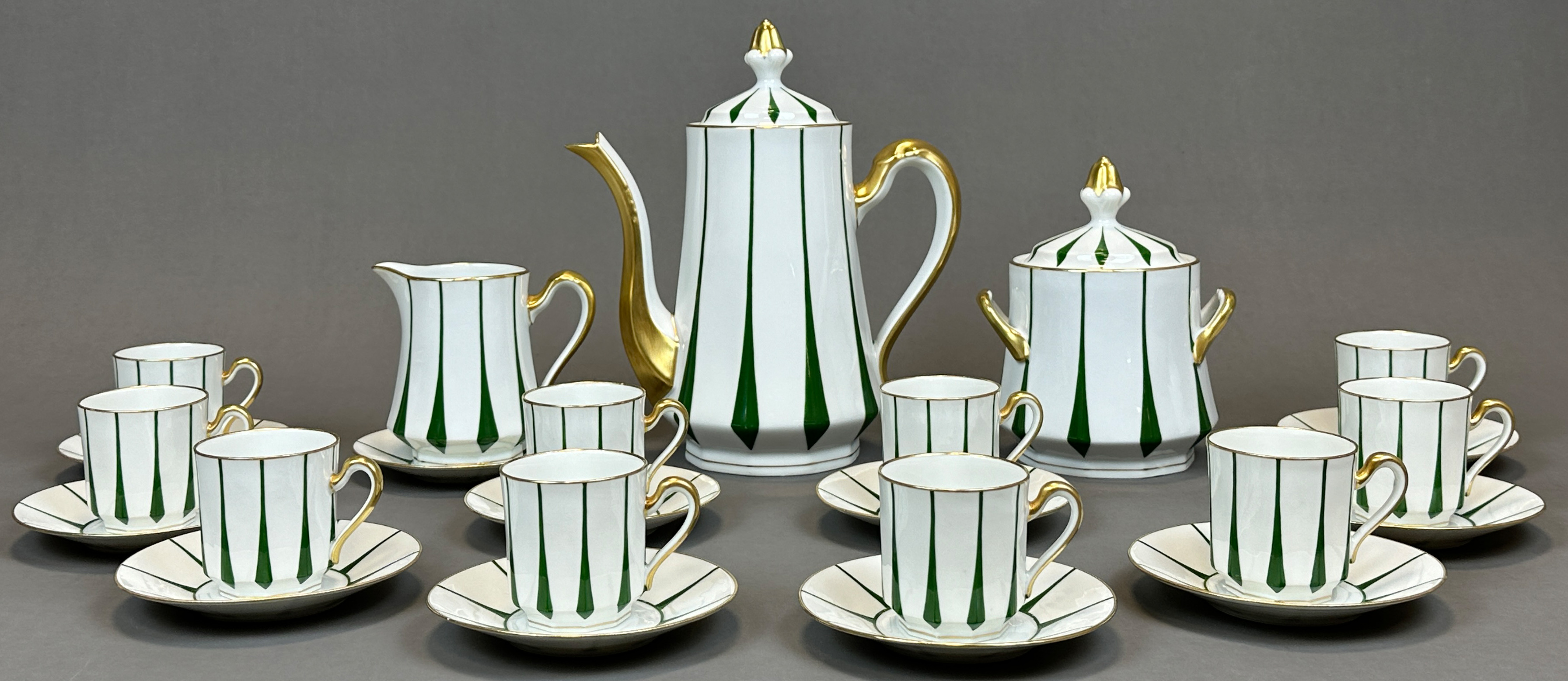 Antique mocha service LIMOGES for 11 persons. France. Art déco.