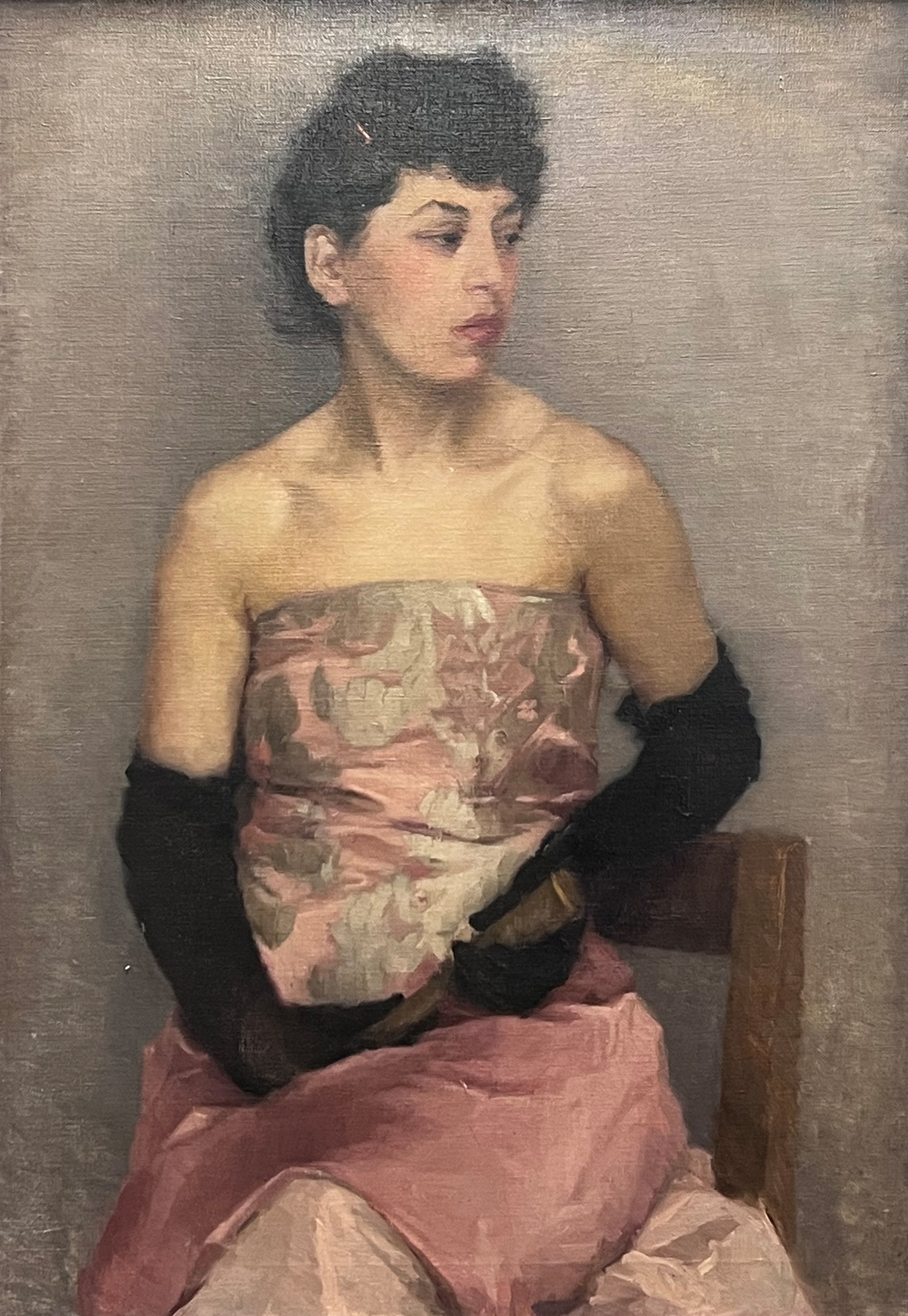 UNSIGNED (XX). Portrait of a young woman in an evening dress.