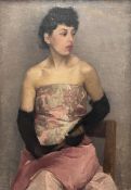 UNSIGNIERT (XX). Portrait einer jungen Frau im Abendkleid mit Skizze.