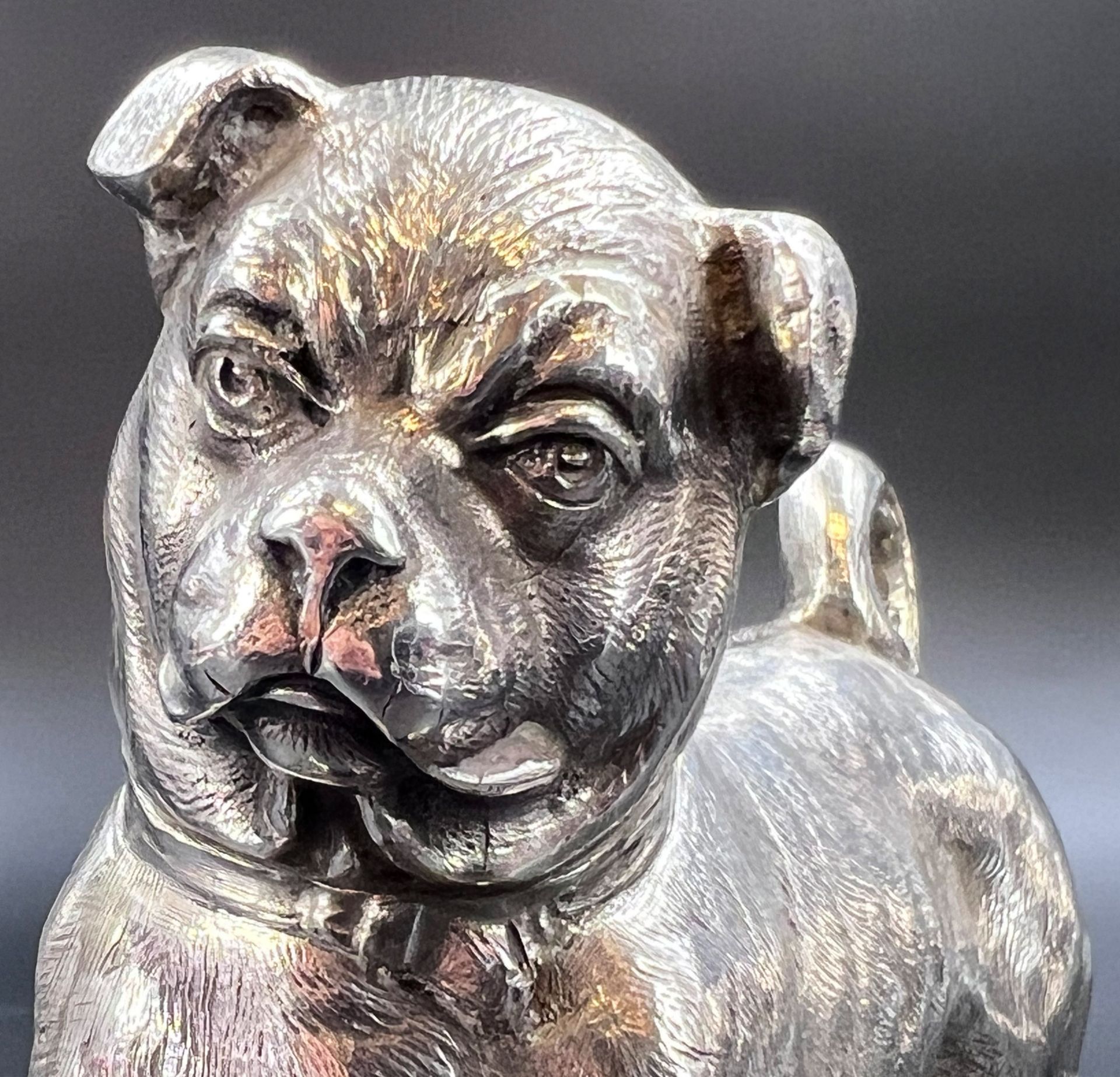 Feine silberne Bulldogge. 925 Sterling Silber. 20. Jahrhundert. - Bild 5 aus 10