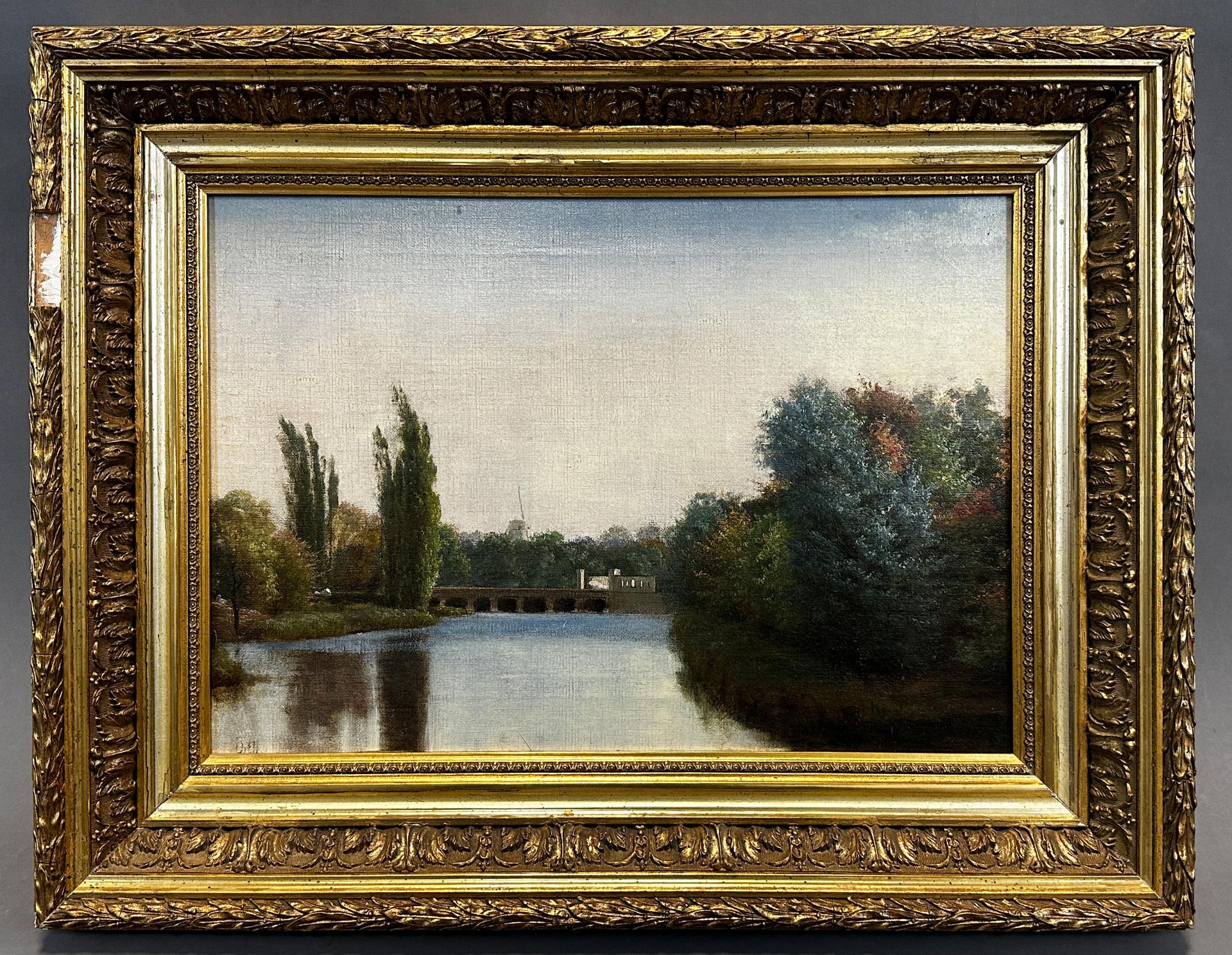 Emil Cordius ORTH (1833 - 1919) zugeschrieben. Flusslandschaft mit Brücke und Mühle. - Bild 2 aus 13