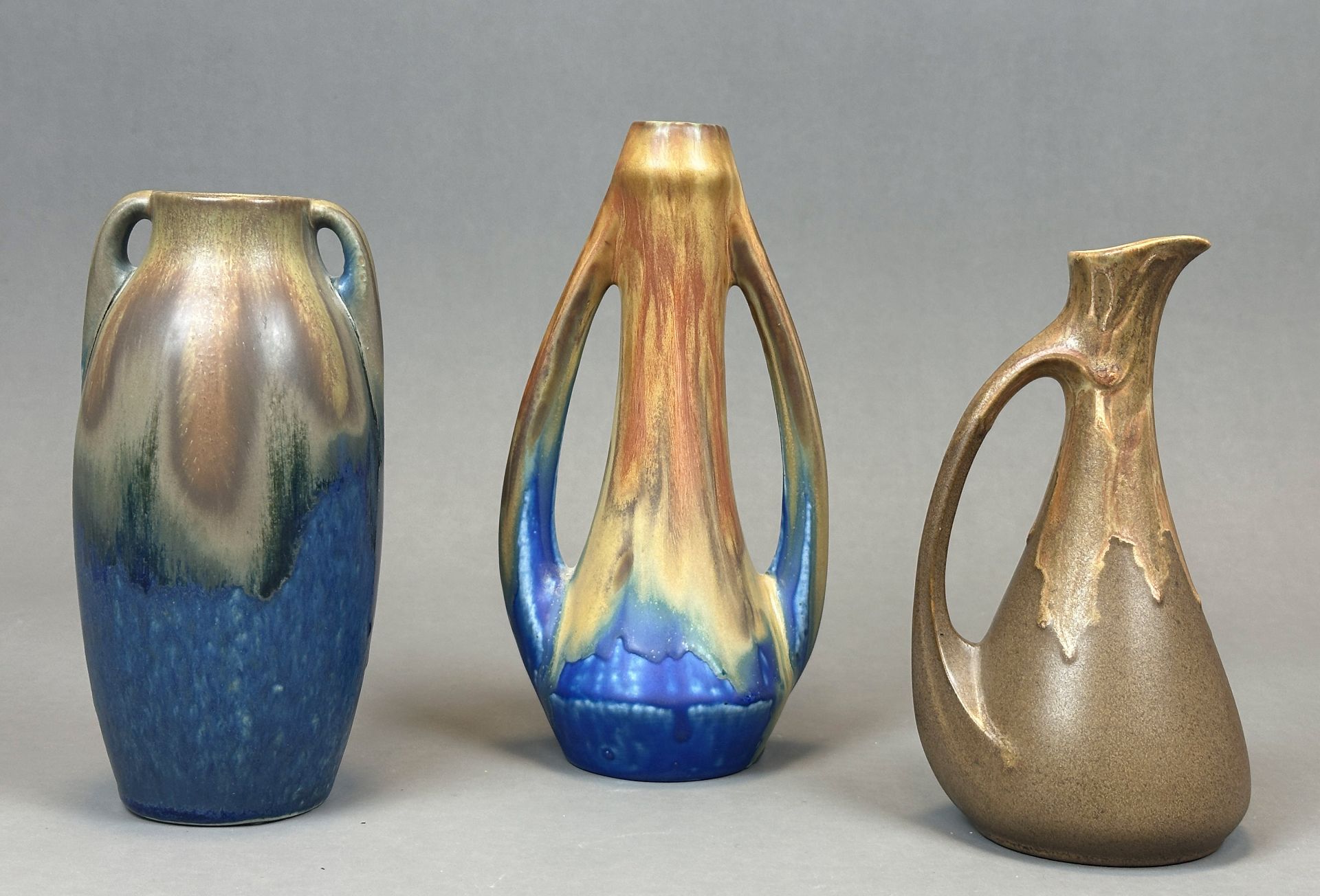 Gilbert METENIER (1876 - ?). 2 vases and 1 jug. Art Nouveau. France. Circa 1915.2 Keramikvasen - Image 3 of 9