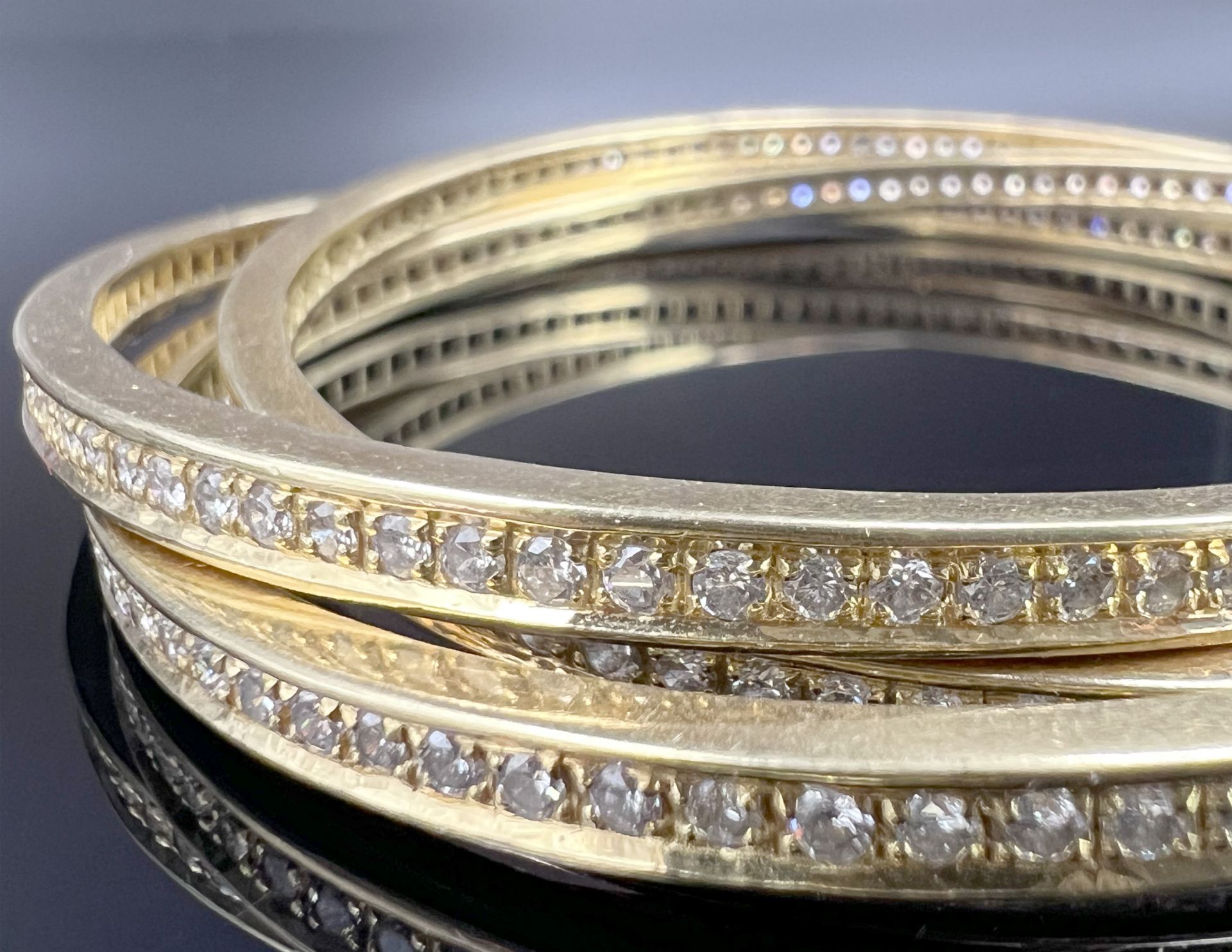 3-piece bangle. 750 yellow gold with diamonds. - Image 2 of 6