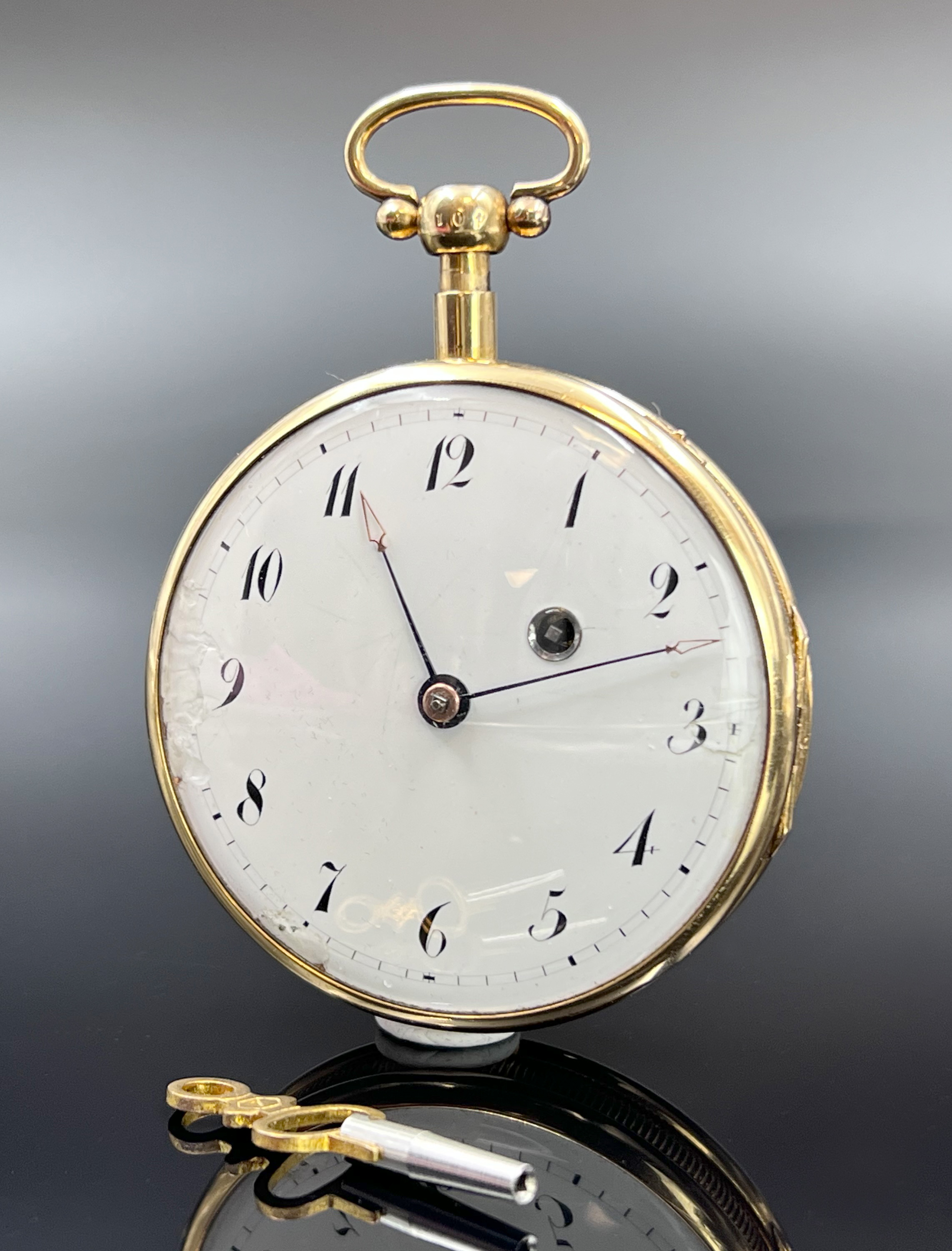 GEBRÜDER KINZIG Neuwied. 750 yellow gold. Important German verge pocket watch. Circa 1800.