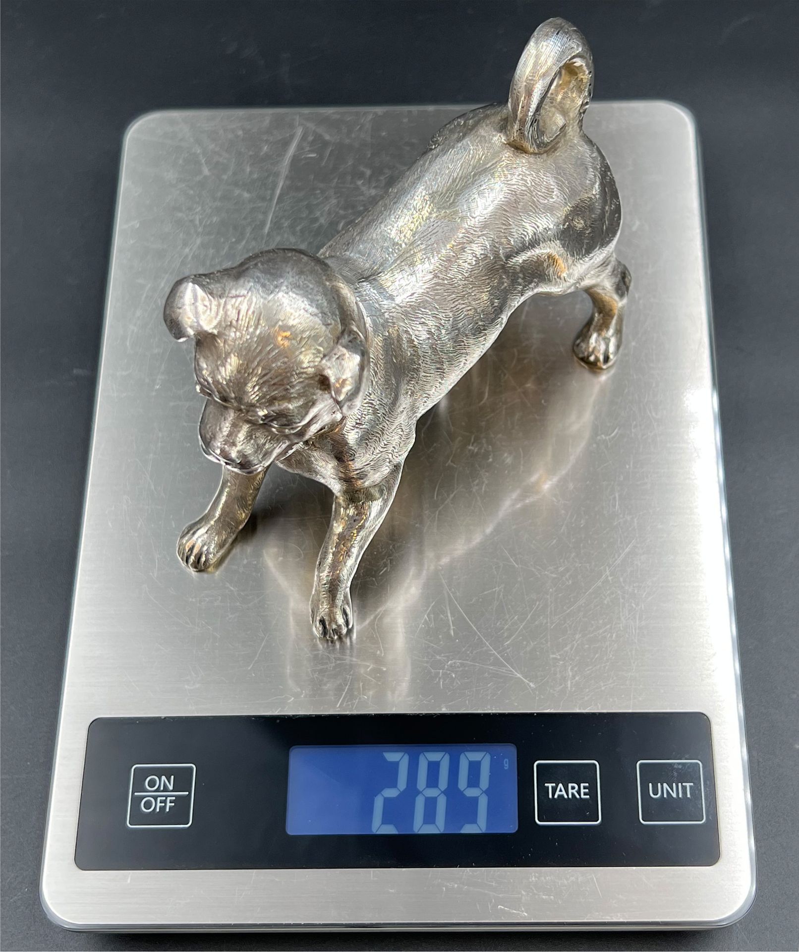 Feine silberne Bulldogge. 925 Sterling Silber. 20. Jahrhundert. - Bild 9 aus 10