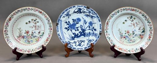 Three plates. China. Famille rose. 19th century.
