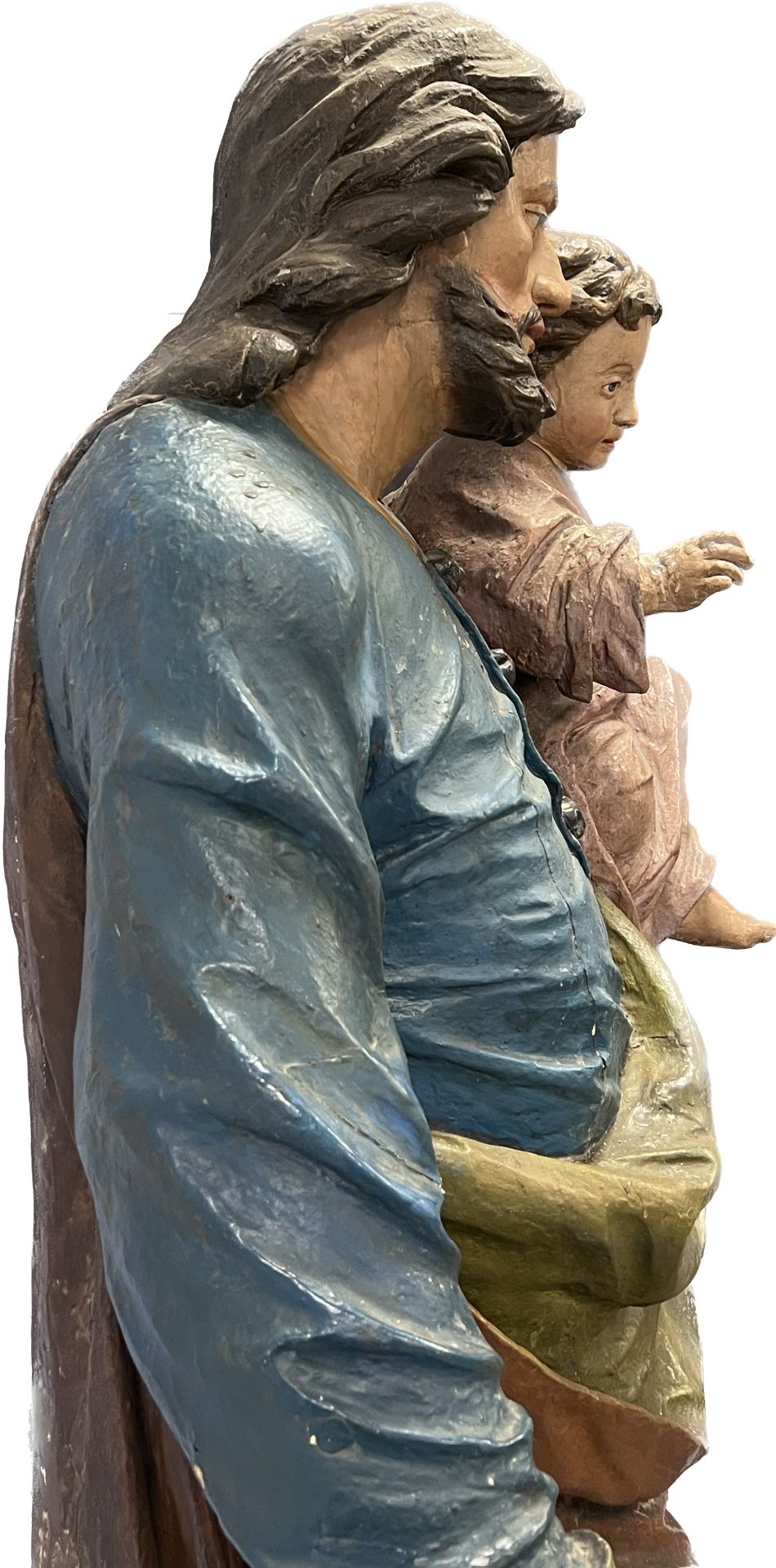 Lebensgroße Skulptur. Hl. Josef mit Christusknaben. Wohl 17. / 18. Jahrhundert. Süddeutschland. - Bild 11 aus 20