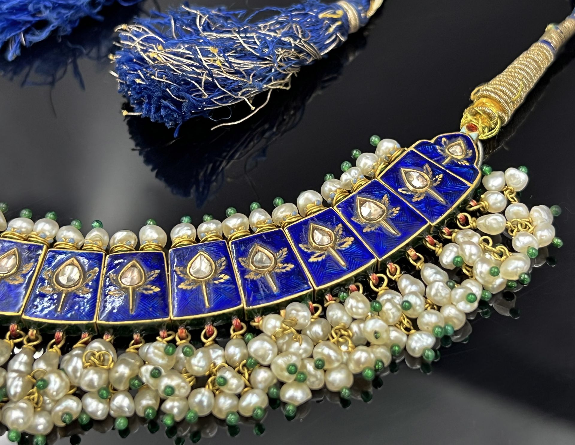 Necklace. 750 yellow gold with diamonds and pearls. Persia. - Image 4 of 16