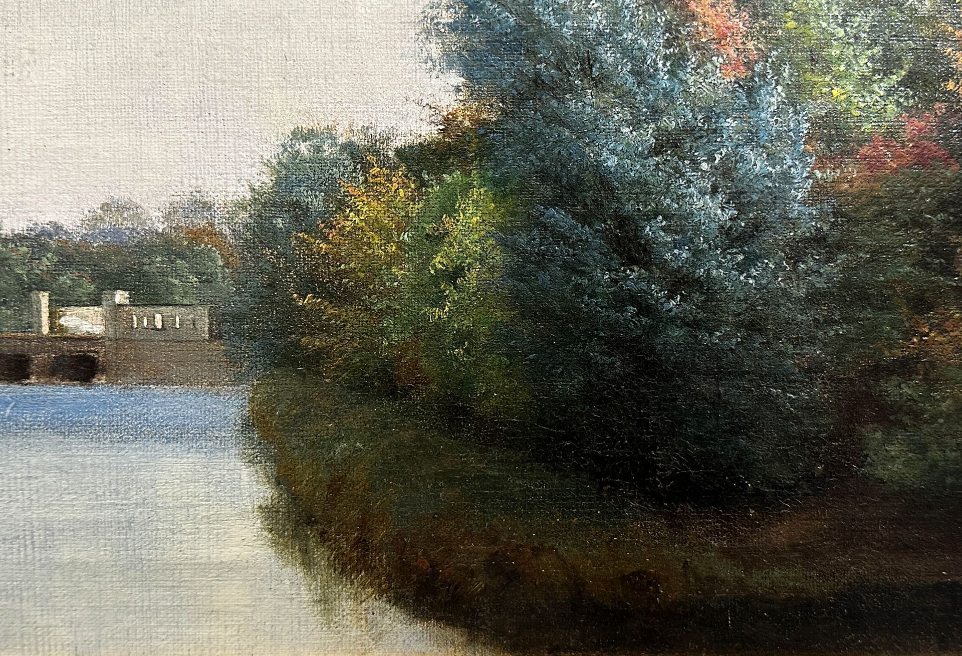 Emil Cordius ORTH (1833 - 1919) zugeschrieben. Flusslandschaft mit Brücke und Mühle. - Bild 6 aus 13