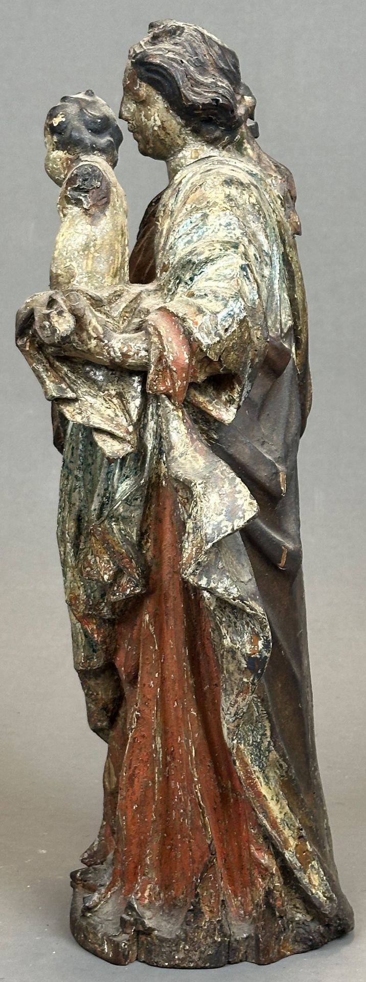 Holzfigur. Jungfrau Maria mit Jesuskind. Um 1550. Österreich. - Bild 2 aus 12