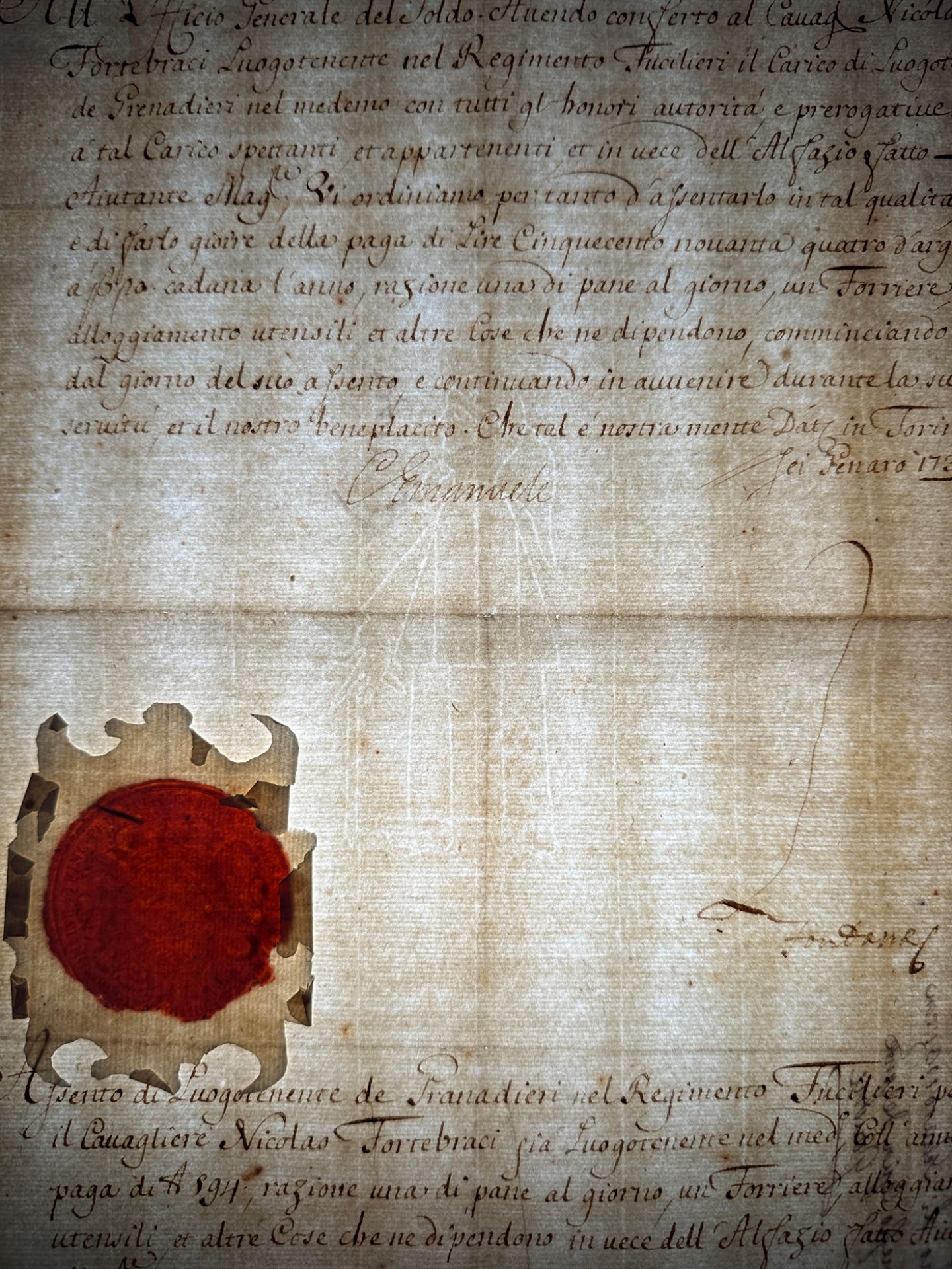 Certificate of appointment of Charles Emmanuel III, King of Sardinia, Duke of Savoy. 1731. - Image 11 of 20
