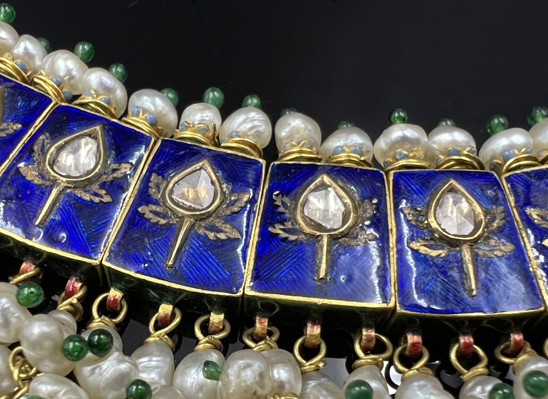 Necklace. 750 yellow gold with diamonds and pearls. Persia. - Image 5 of 16
