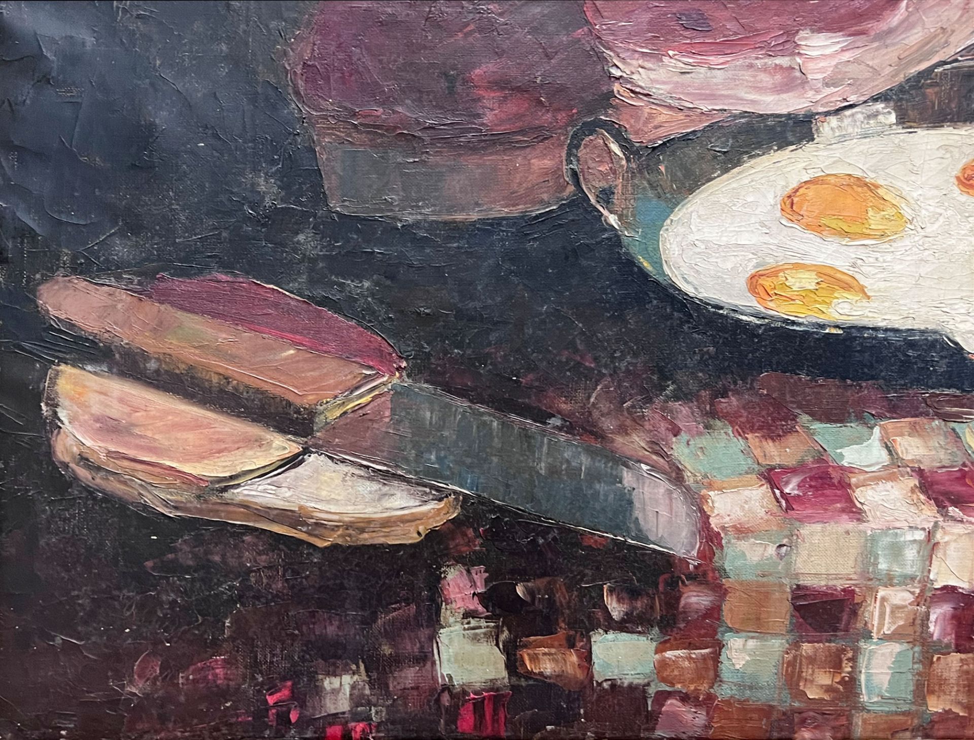 UNSIGNED (XIX - XX). Still life with ham and fried egg. - Image 6 of 16