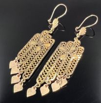 Pair of earrings. 585 yellow gold.