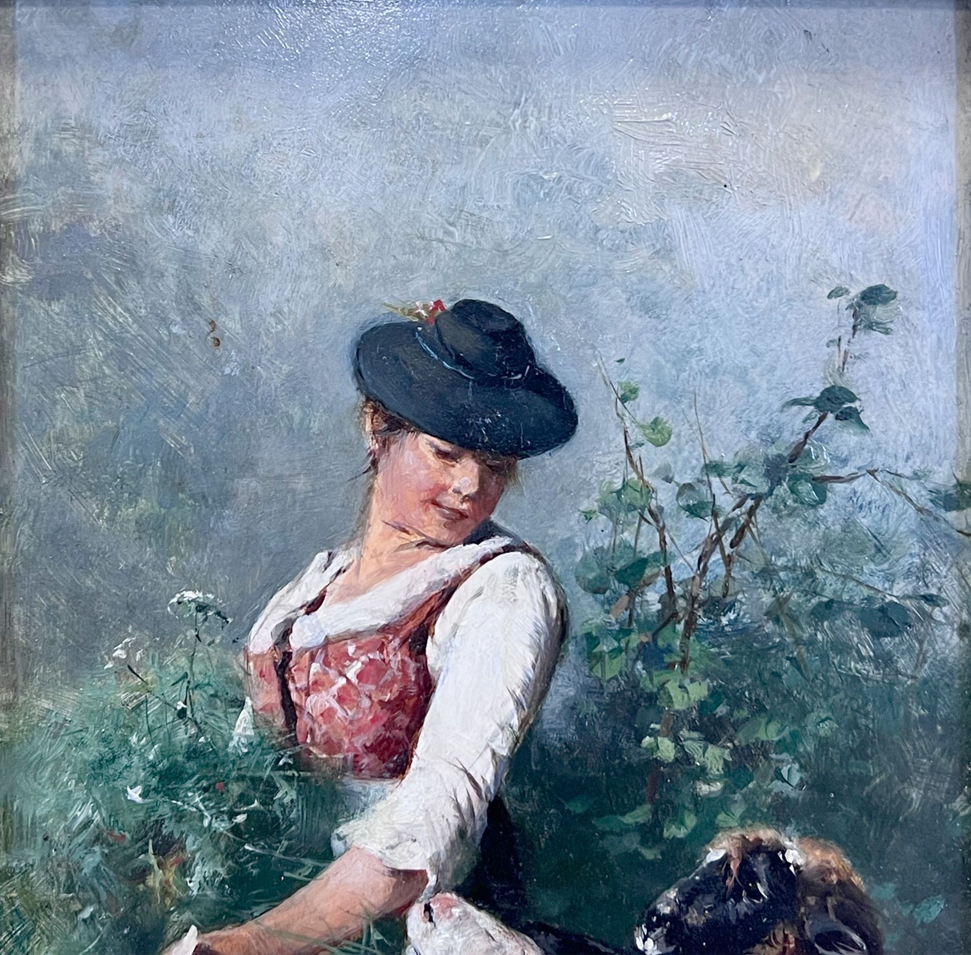 Friedrich Otto GEBLER (1838 - 1917). Young girl with sheep and lamb. - Image 3 of 13