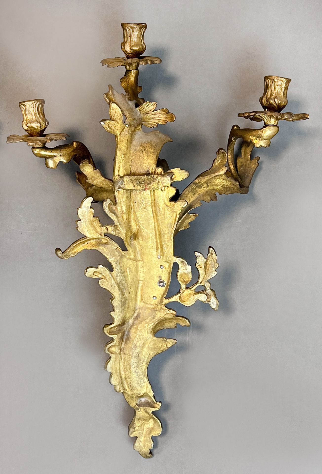 Pair of antique wall candlesticks. Gilt bronze. 19th century. - Image 10 of 11