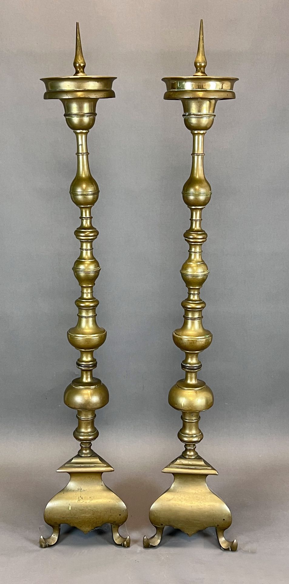 A pair of baroque altar candlesticks. Torches. Brass. - Image 2 of 13